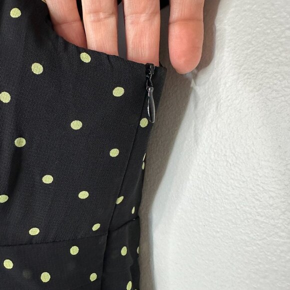 Vintage Evan Picone Polka Dot Midi Dress Sz 10 Black Whimsigoth - Picture 5 of 11